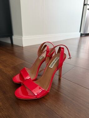Steve Madden Red Patent Ankle-Strap Stilettos